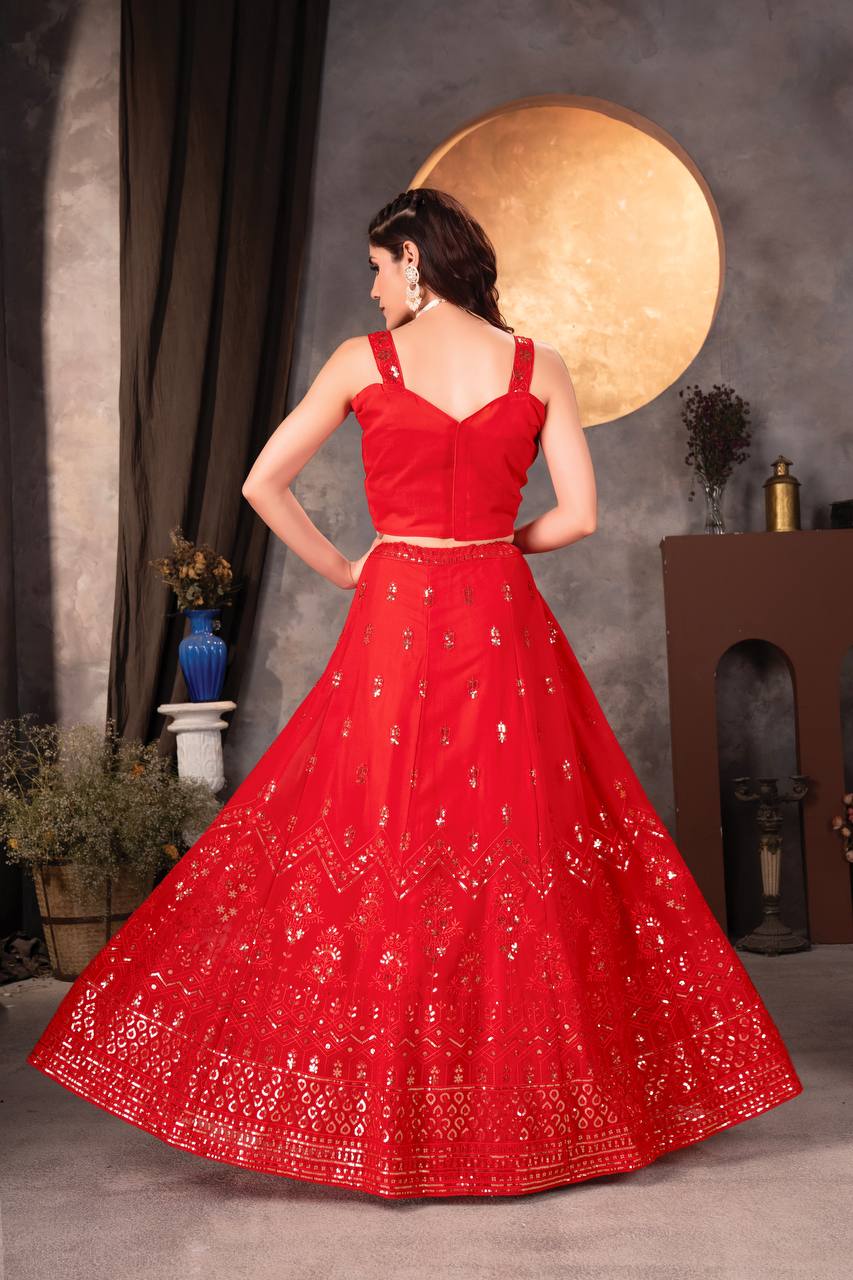 Lehenga Mart Designer Bollywood Style Wedding Wear Lehenga Choli - Red