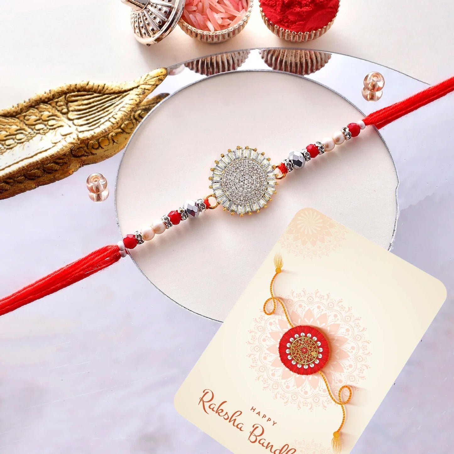 trueBrowns X Voylla Men's American Diamond Thread Rakhi For Brother