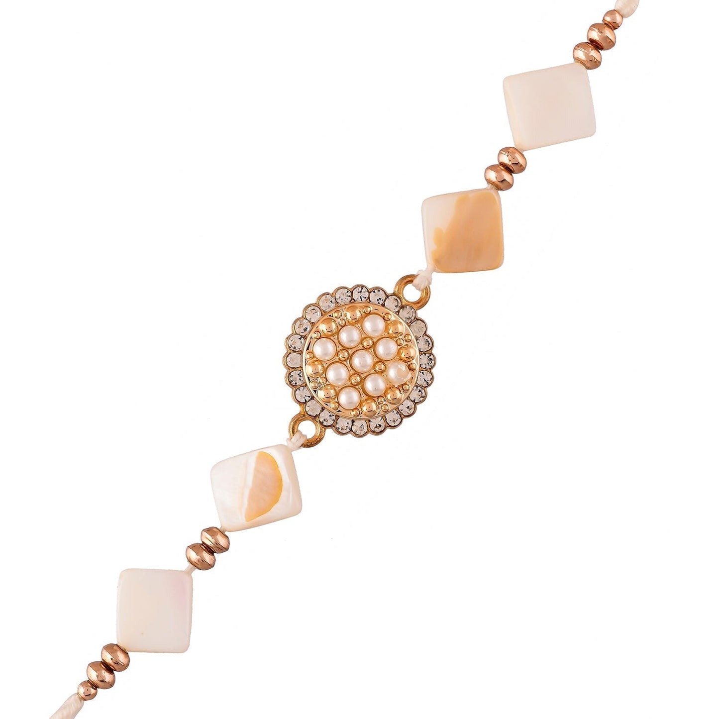 trueBrowns X Voylla White Pearls And Shell Men's Rakhi For Brother
