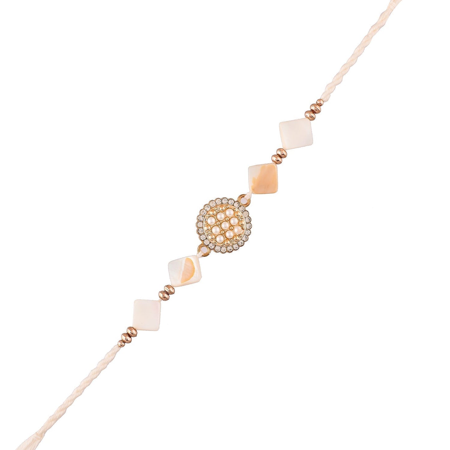 trueBrowns X Voylla White Pearls And Shell Men's Rakhi For Brother