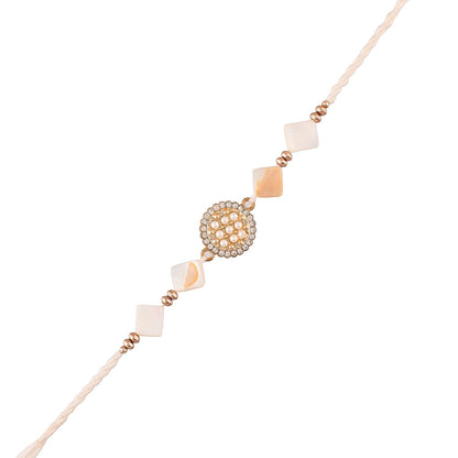 trueBrowns X Voylla White Pearls And Shell Men's Rakhi For Brother