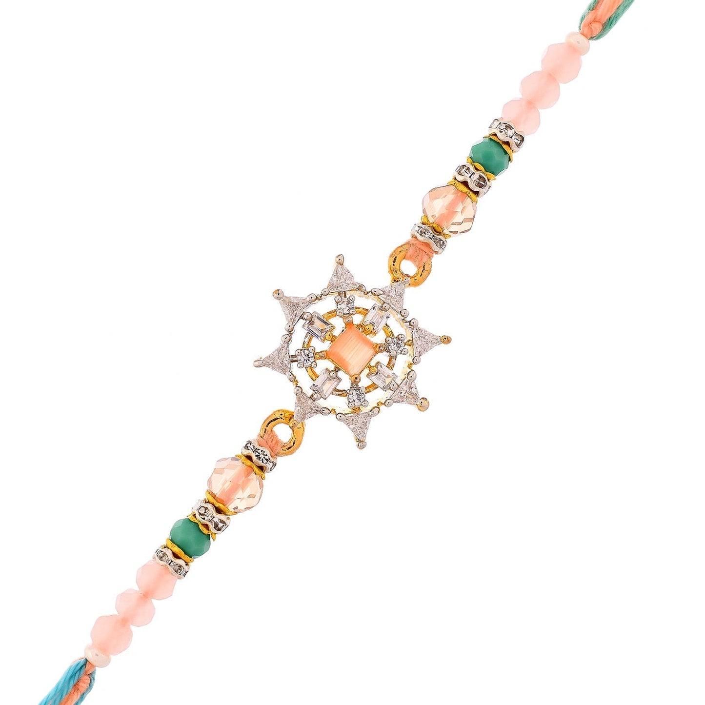 trueBrowns X Voylla Men's Pastel Designer American Diamond Beaded Thread Rakhi For Brother