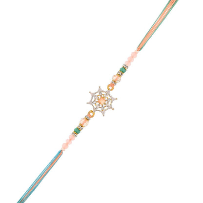 trueBrowns X Voylla Men's Pastel Designer American Diamond Beaded Thread Rakhi For Brother