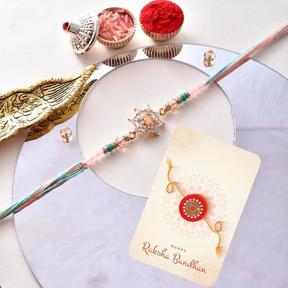 trueBrowns X Voylla Men's Pastel Designer American Diamond Beaded Thread Rakhi For Brother