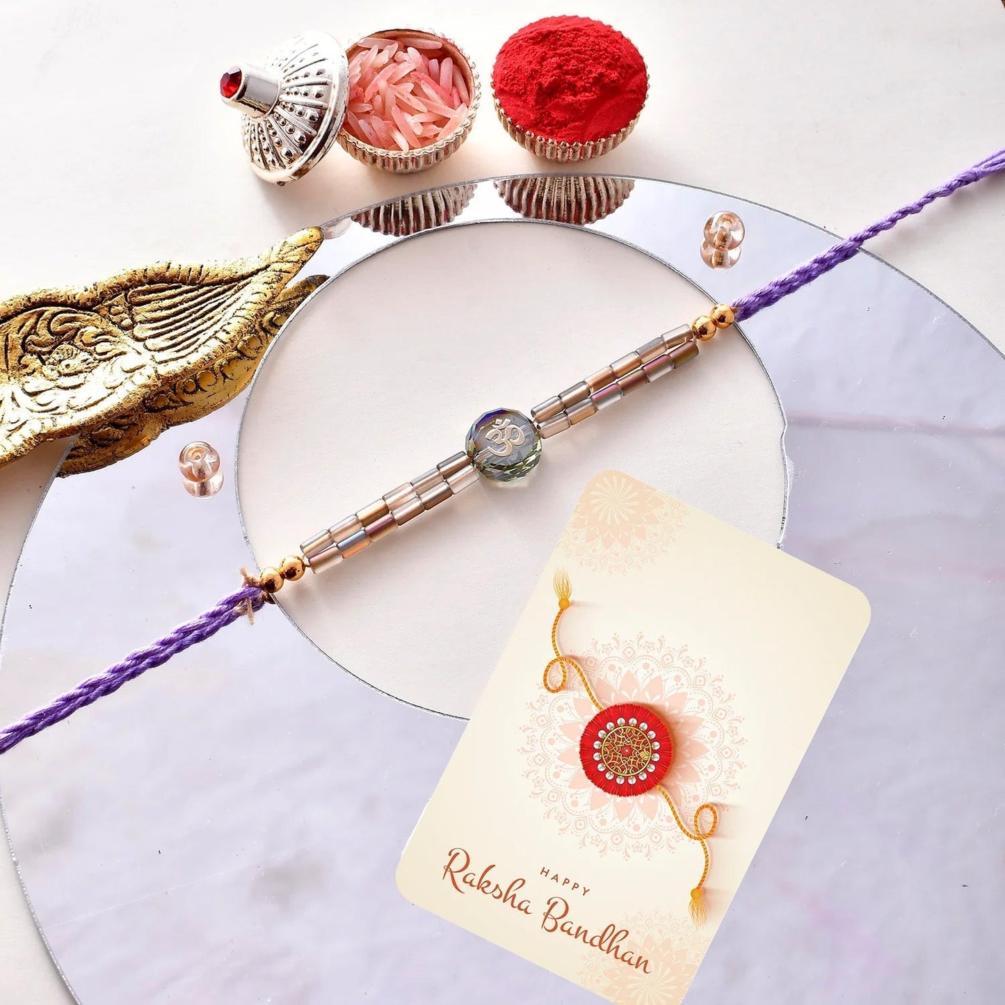 trueBrowns X Voylla Men's Bejewelled Beaded Thread Rakhi For Brother
