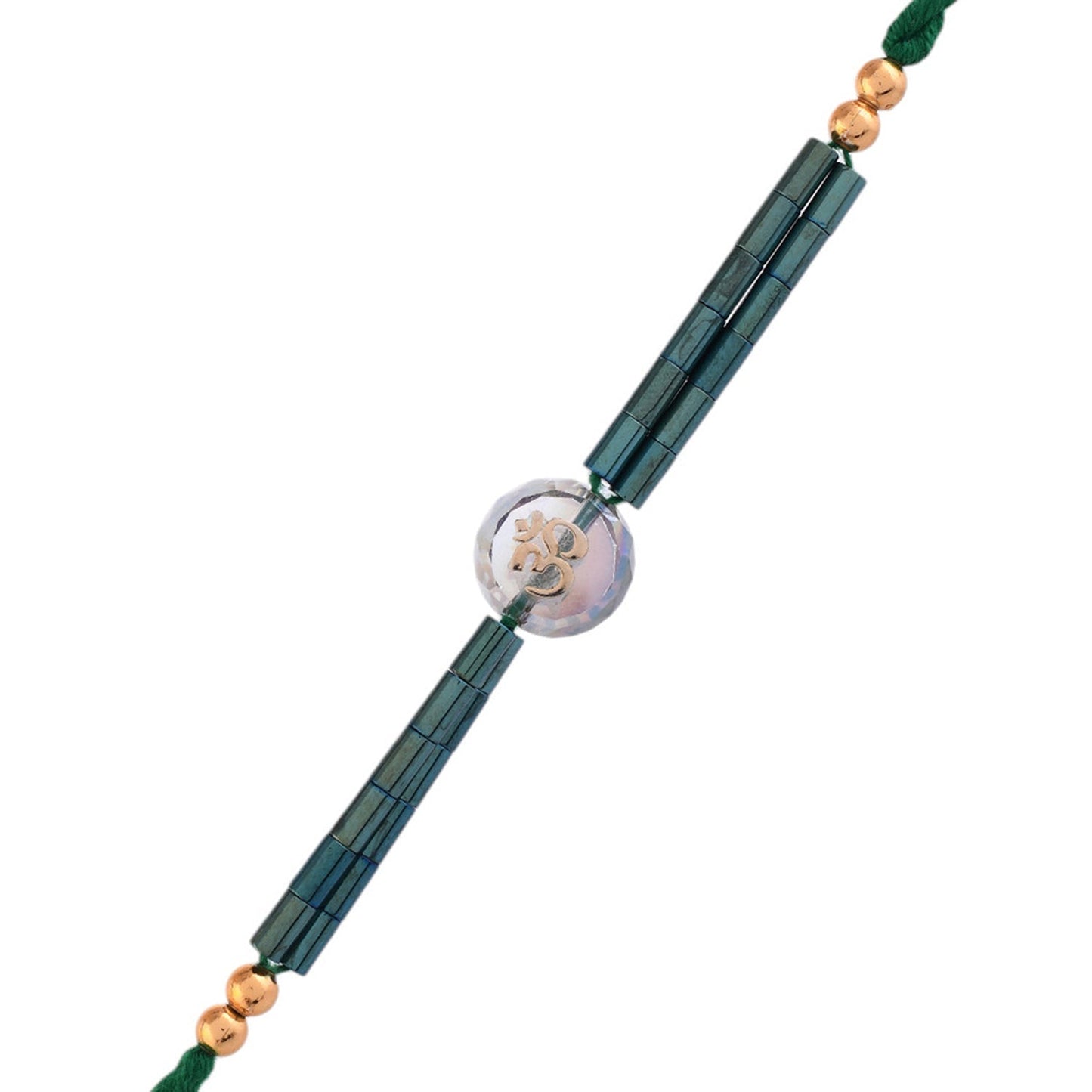 trueBrowns X Voylla Men's Om Green Beads Thread Rakhi For Brother