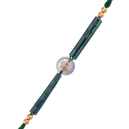 trueBrowns X Voylla Men's Om Green Beads Thread Rakhi For Brother