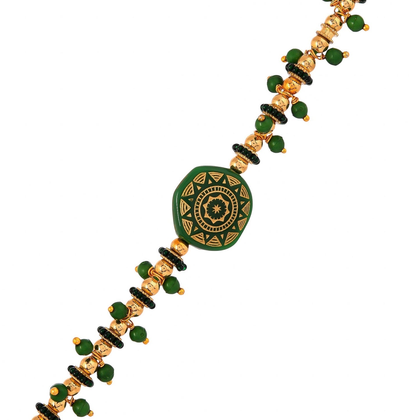 trueBrowns X Voylla Men's Green Enamelled White Pearls Thread Rakhi For Brother