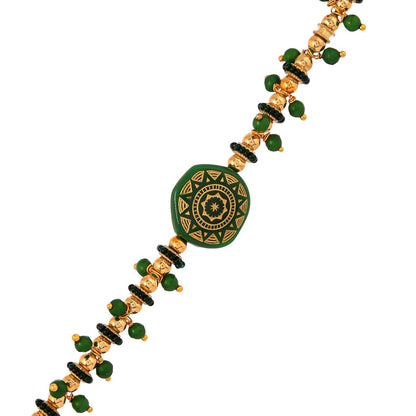 trueBrowns X Voylla Men's Green Enamelled White Pearls Thread Rakhi For Brother