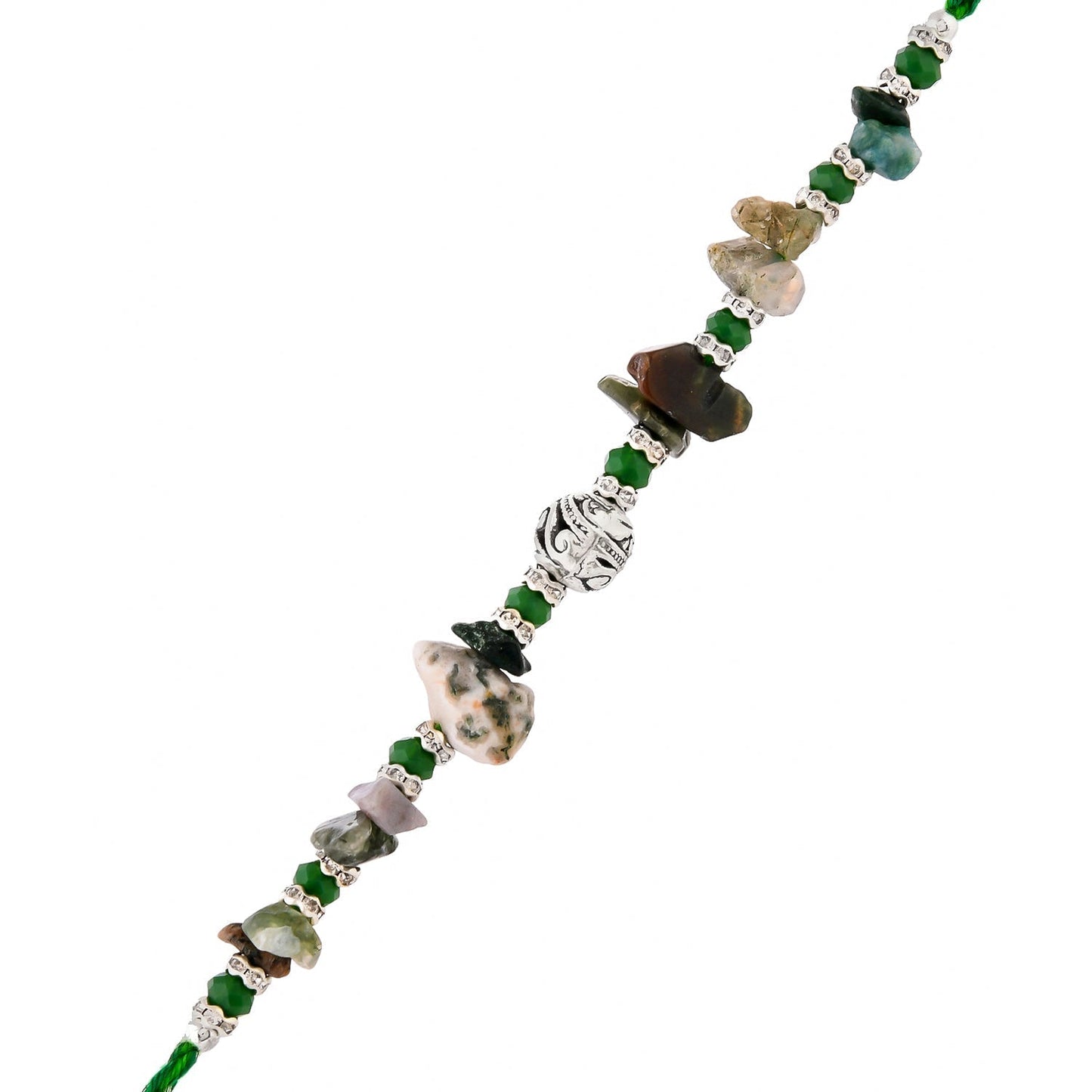 trueBrowns X Voylla Green Beads Bohemian Motif Thread Rakhi For Brother