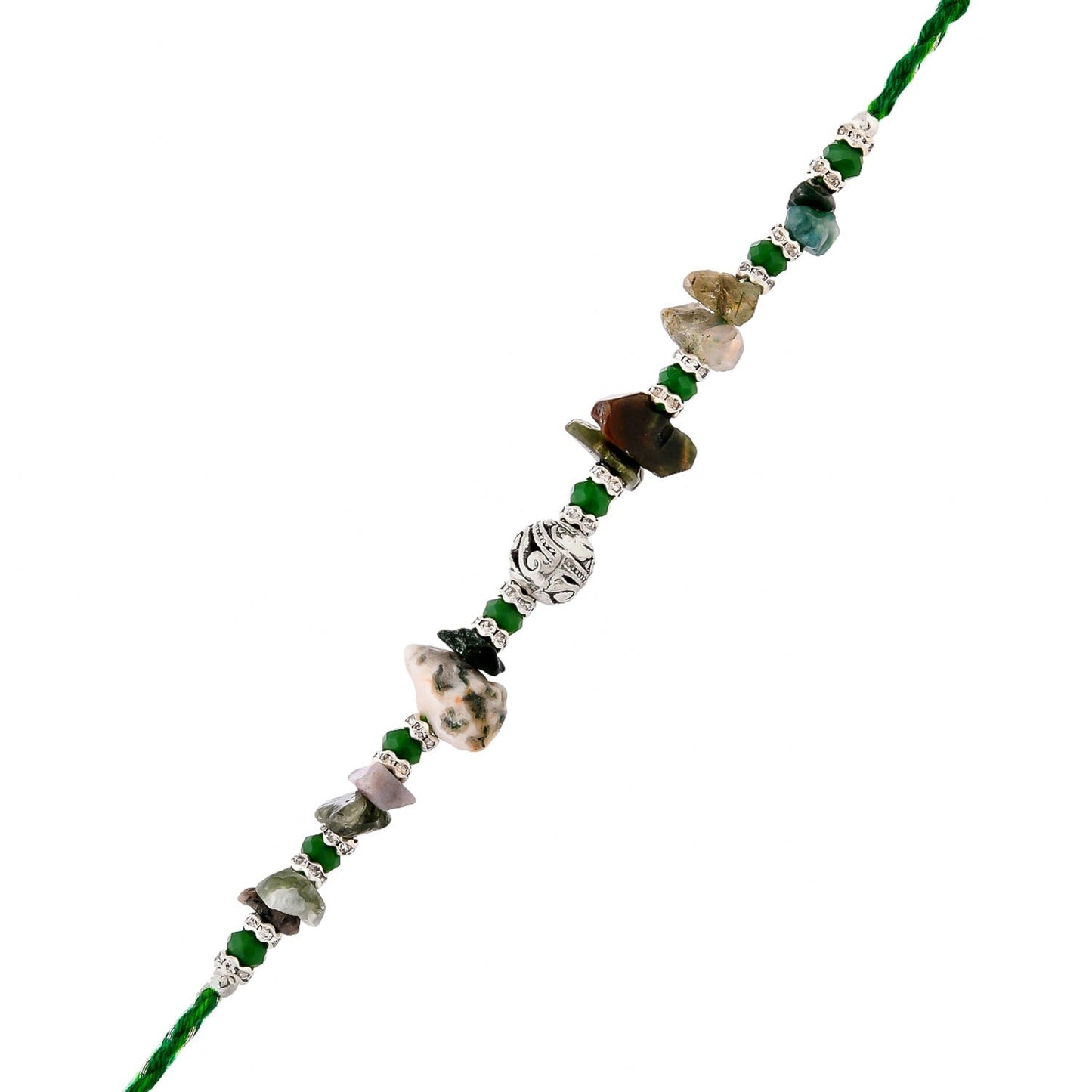 trueBrowns X Voylla Green Beads Bohemian Motif Thread Rakhi For Brother