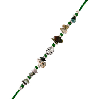 trueBrowns X Voylla Green Beads Bohemian Motif Thread Rakhi For Brother