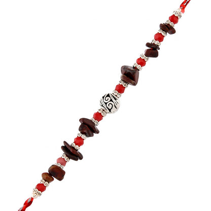 trueBrowns X Voylla Red Beads Bohemian Motif Thread Rakhi For Brother