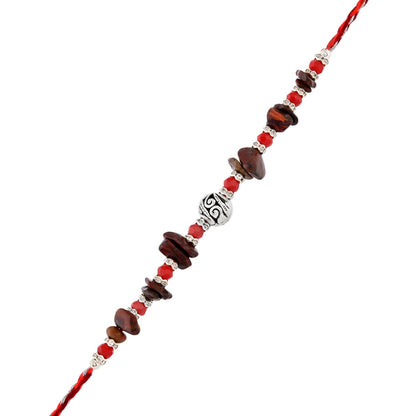 trueBrowns X Voylla Red Beads Bohemian Motif Thread Rakhi For Brother