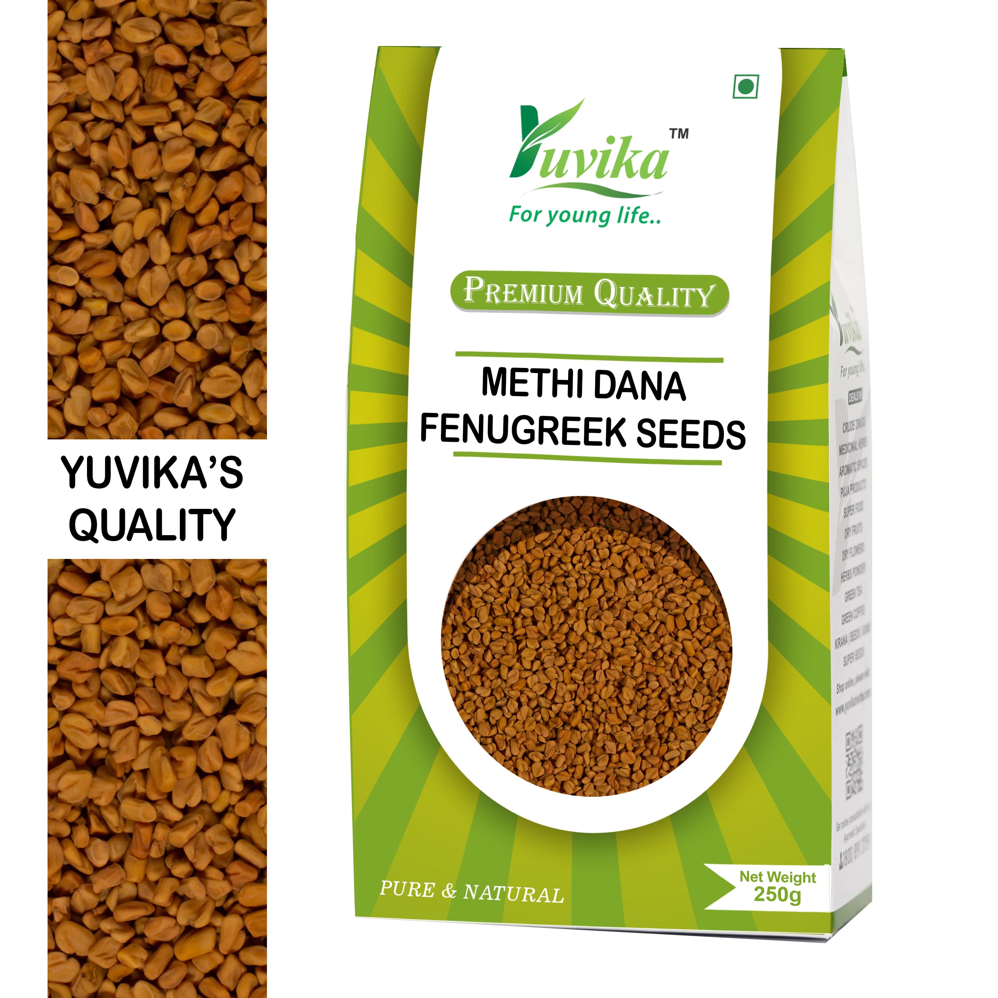 Yuvika Methi Dana - Trigonella Foenum Graecum - Fenugreek Seeds - 250gms