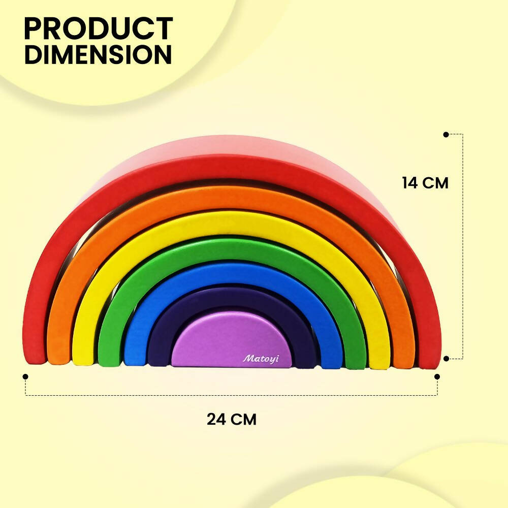 Matoyi Wooden Rainbow Stacker - 7 Piece Colorful Stacker