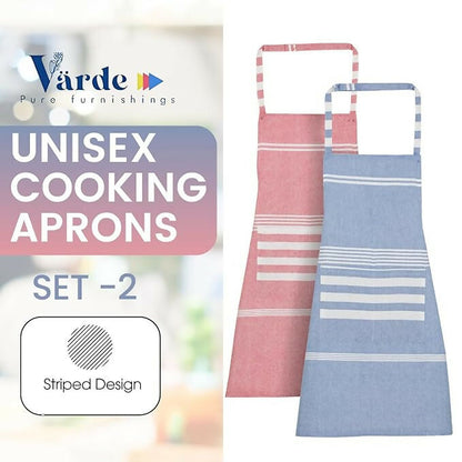 Varde Waterproof Chef Apron With 2 Pockets-Rock Blue & Light Mauve (Pack of 2)