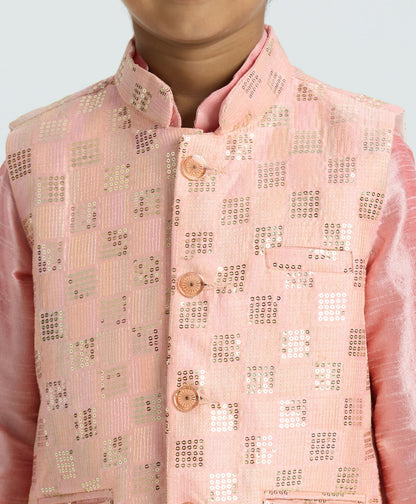 Joban Fashion Kids Island with Sequence work Nehru Jacket Full Sleeves Kurta, Pyjama Set - Pink