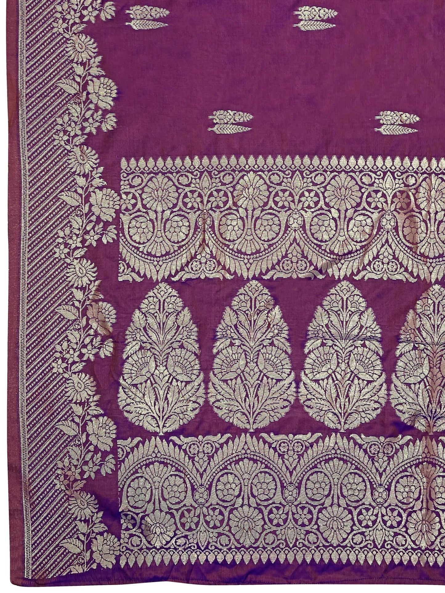 MANOHARI Banarasi Silk Blend Jacquard Work Saree - Purple