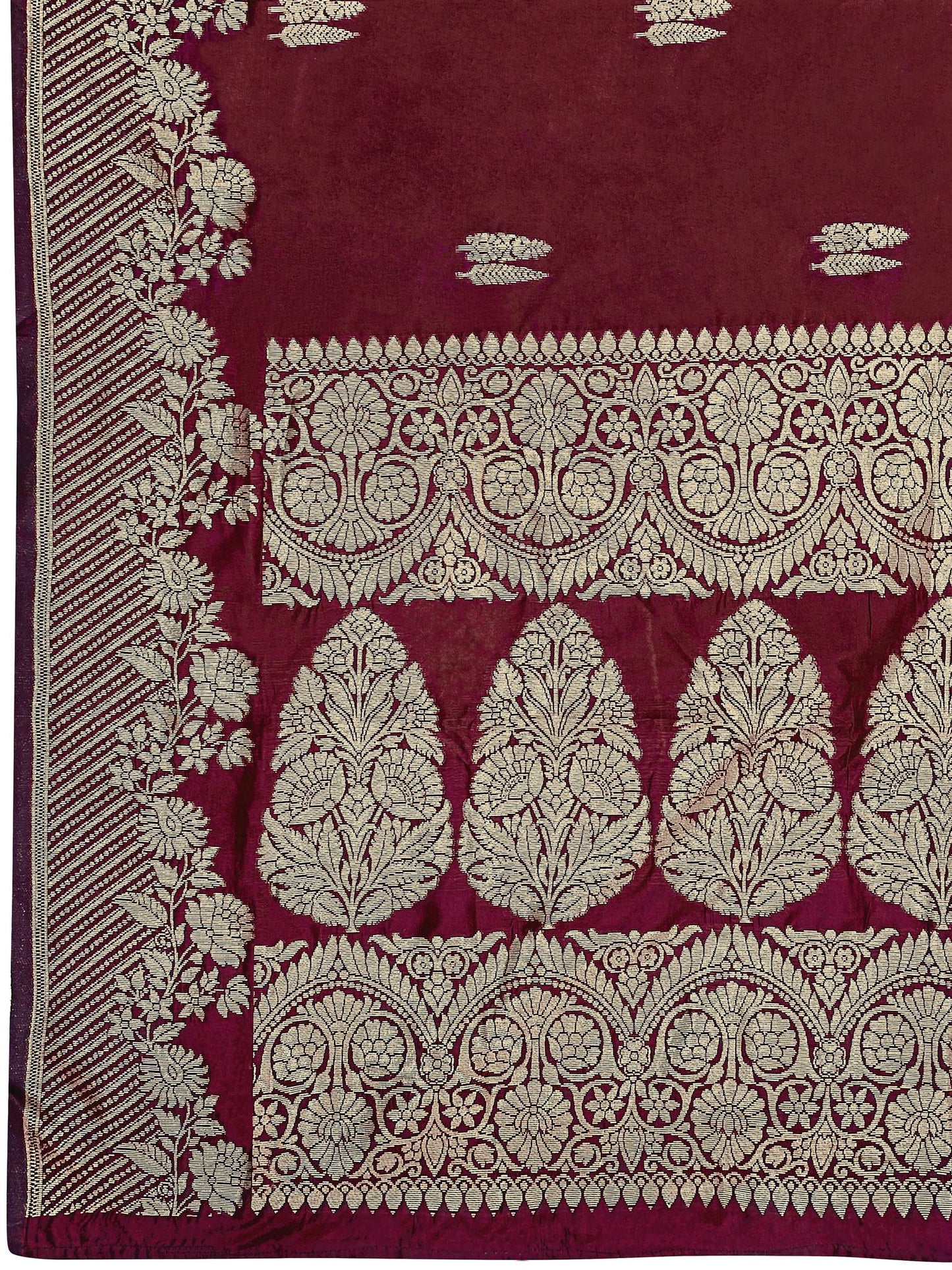 MANOHARI Banarasi Silk Blend Jacquard Work Saree - Red