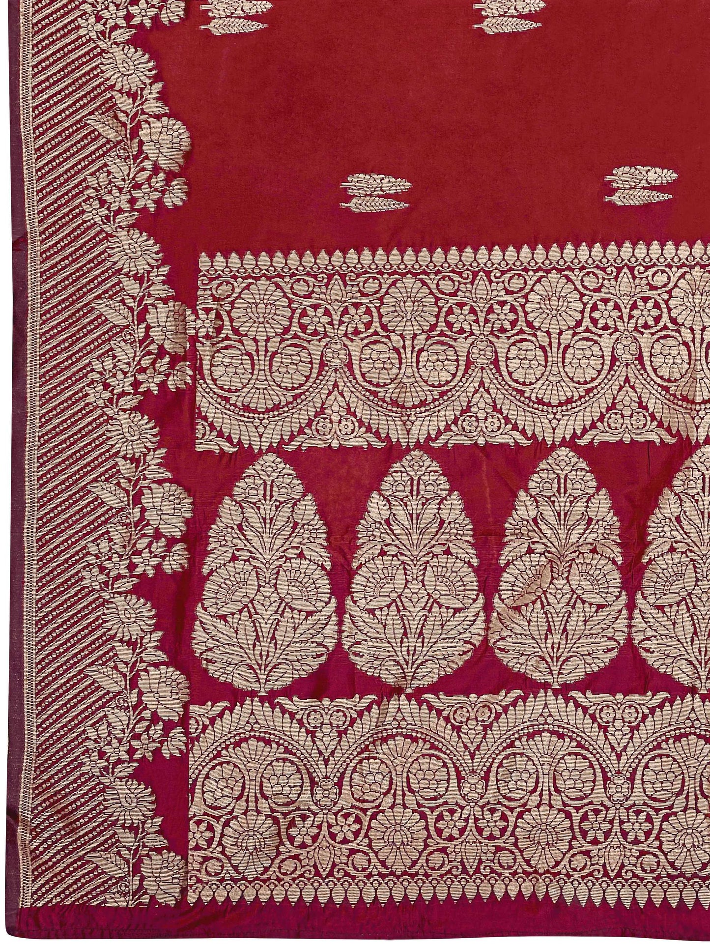 MANOHARI Banarasi Silk Blend Jacquard Work Saree - Red