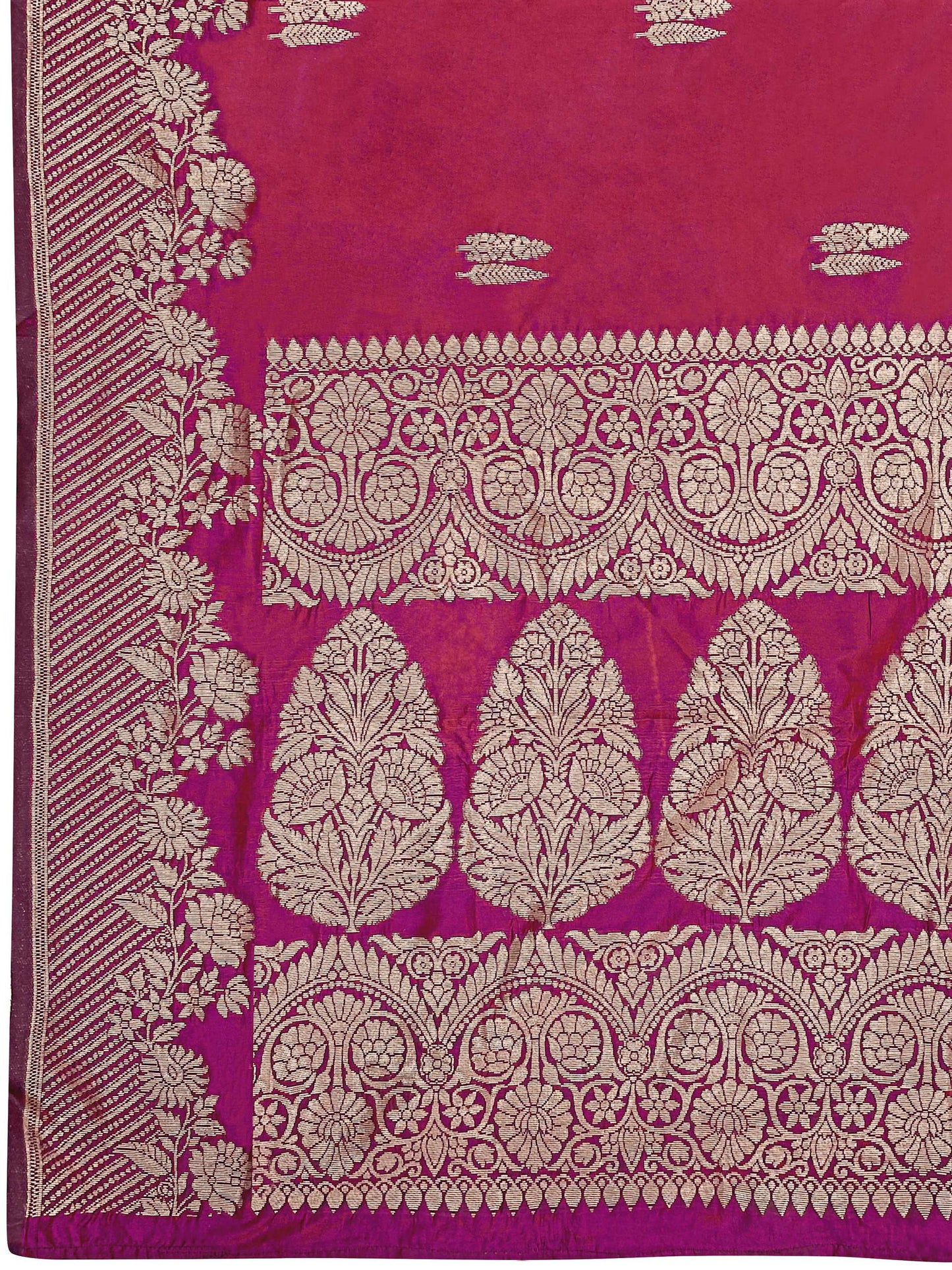 MANOHARI Banarasi Silk Blend Jacquard Work Saree - Pink