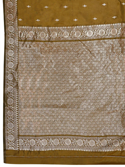 MANOHARI Banarasi Silk Blend Jacquard Work Saree - Yellow