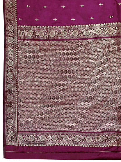 MANOHARI Banarasi Silk Blend Jacquard Work Saree - Purple