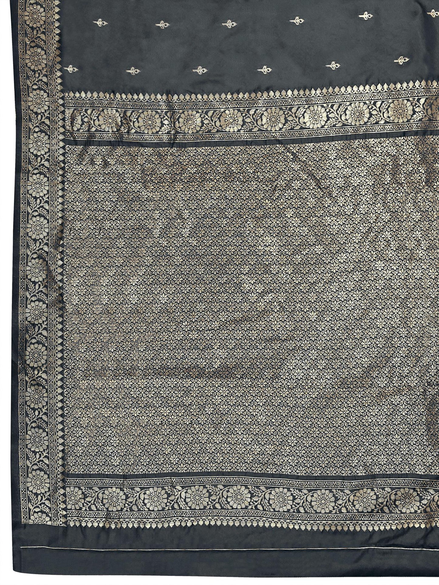 MANOHARI Banarasi Silk Blend Jacquard Work Saree - Grey