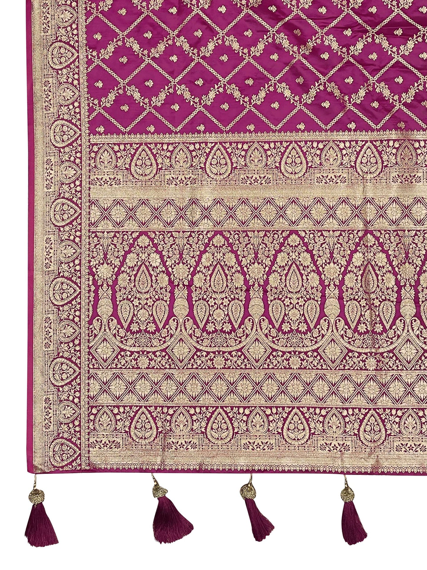 MANOHARI Banarasi Silk Blend Jacquard Work Saree - Pink
