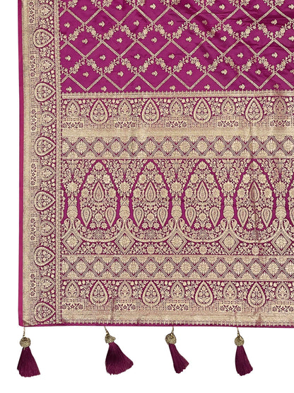 MANOHARI Banarasi Silk Blend Jacquard Work Saree - Pink