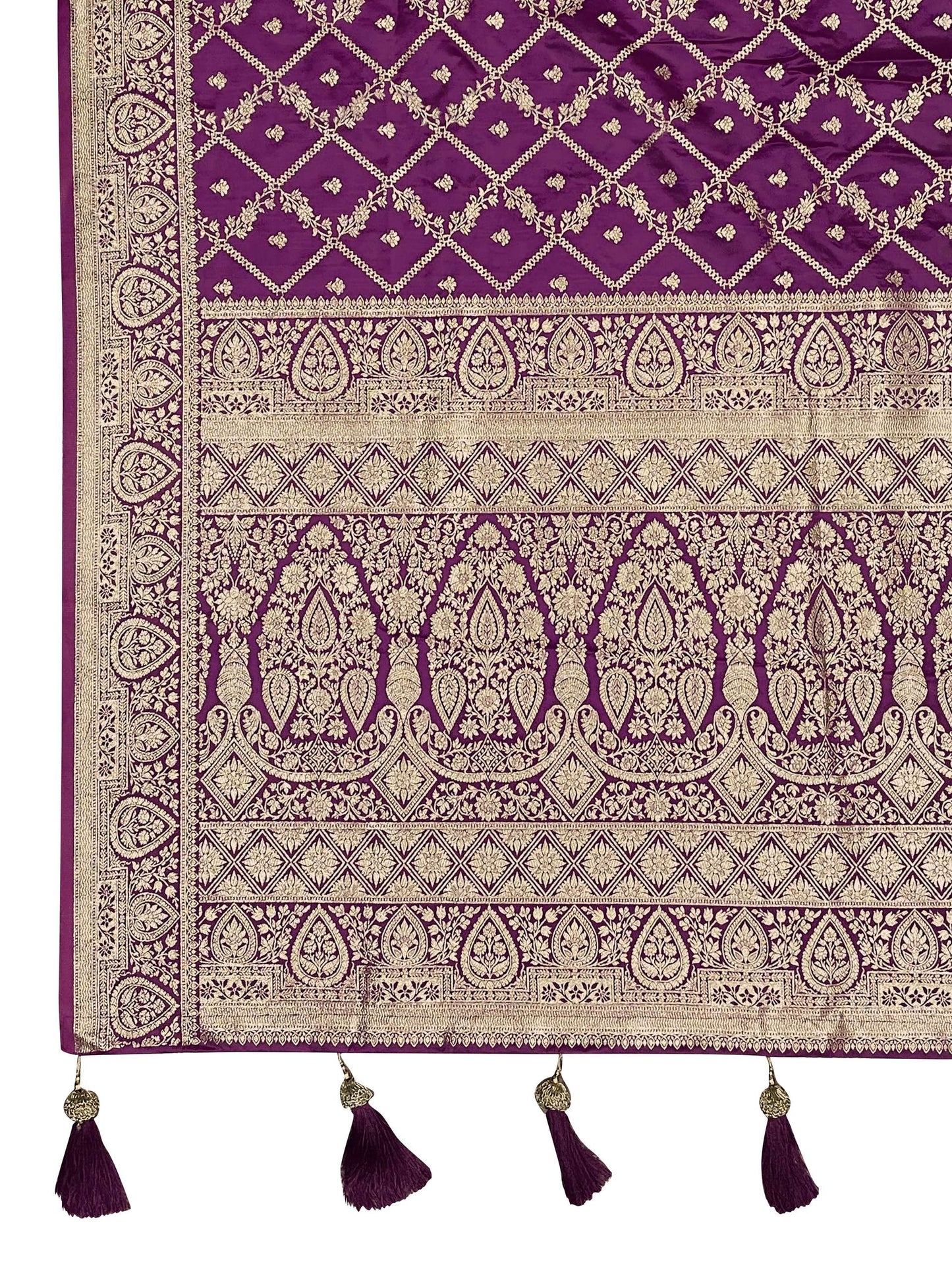 MANOHARI Banarasi Silk Blend Jacquard Work Saree - Purple
