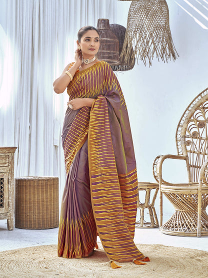 MANOHARI Banarasi Silk Blend Jacquard Work Saree - Purple