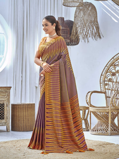MANOHARI Banarasi Silk Blend Jacquard Work Saree - Purple