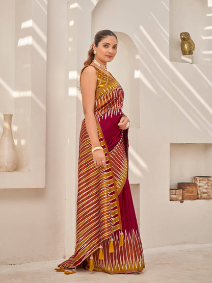 MANOHARI Banarasi Silk Blend Jacquard Work Saree - Red