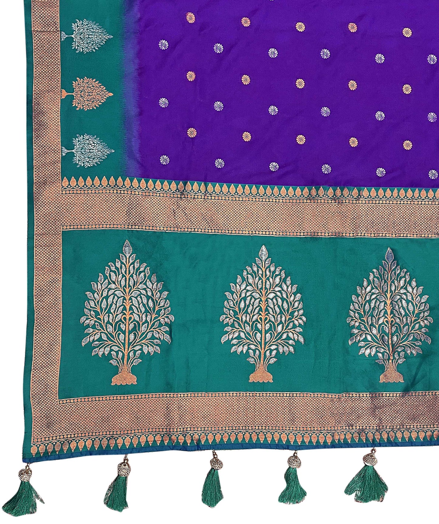 MANOHARI Banarasi Silk Blend Jacquard Work Saree - Purple