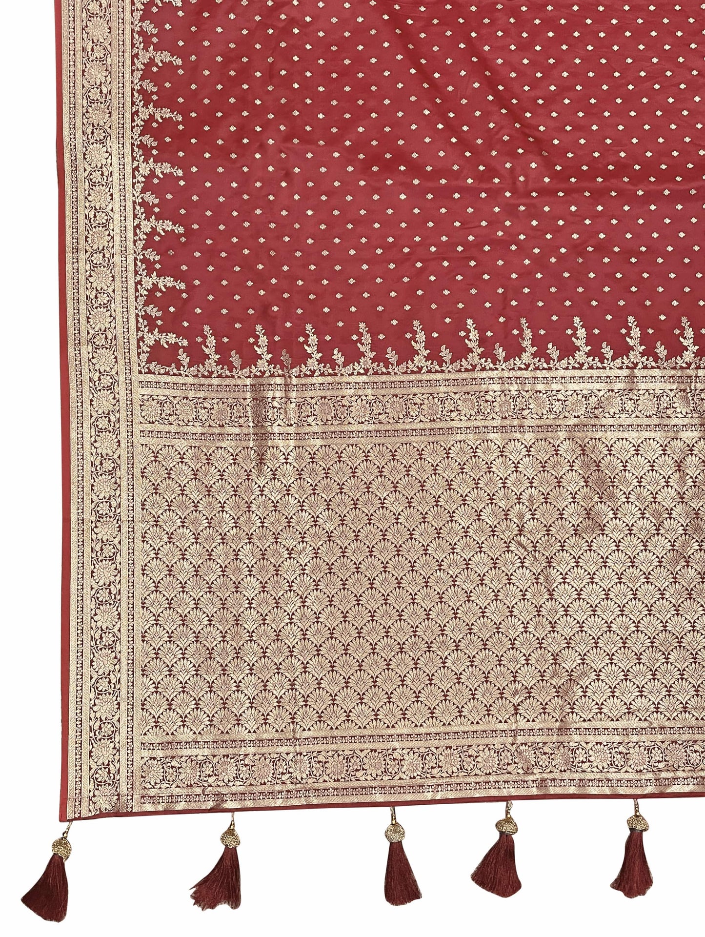 MANOHARI Banarasi Silk Blend Jacquard Work Saree - Red