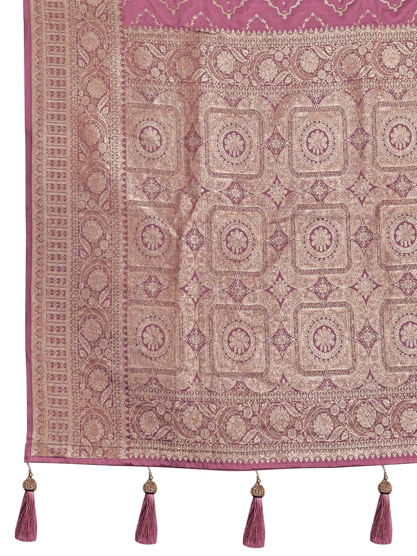 MANOHARI Banarasi Silk Blend Jacquard Work Saree - Pink