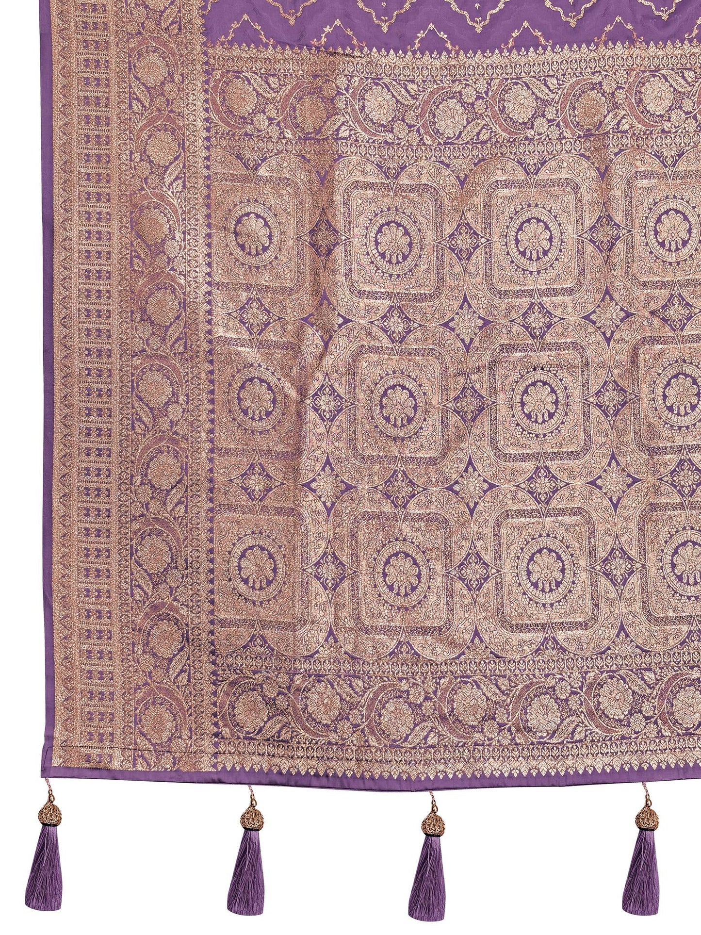 MANOHARI Banarasi Silk Blend Jacquard Work Saree - Purple