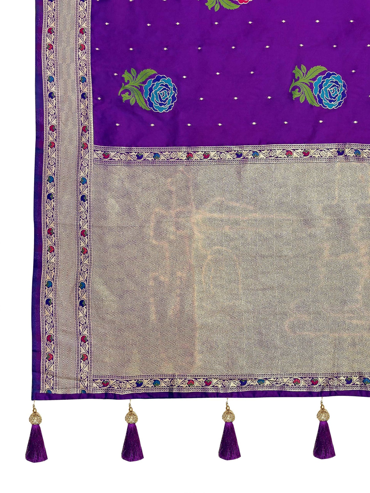 MANOHARI Banarasi Silk Blend Jacquard Work Saree - Purple