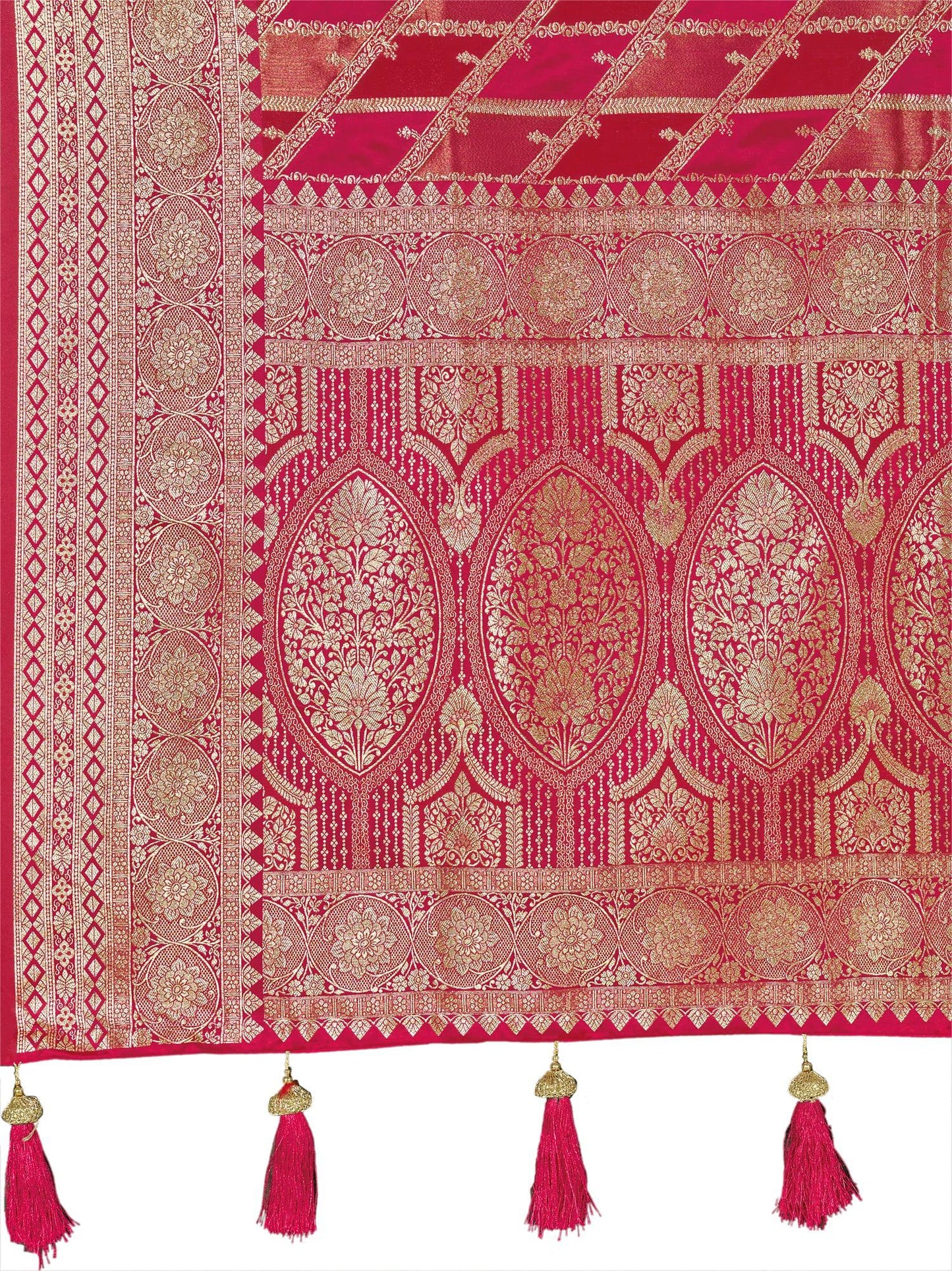 MANOHARI Banarasi Silk Blend Jacquard Work Saree - Pink