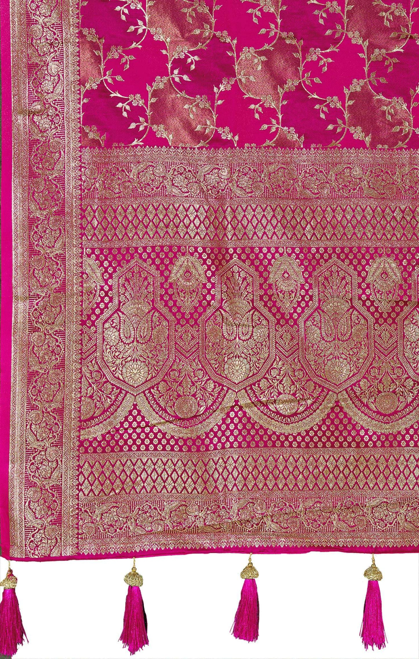 MANOHARI Banarasi Silk Blend Jacquard Work Saree - Pink