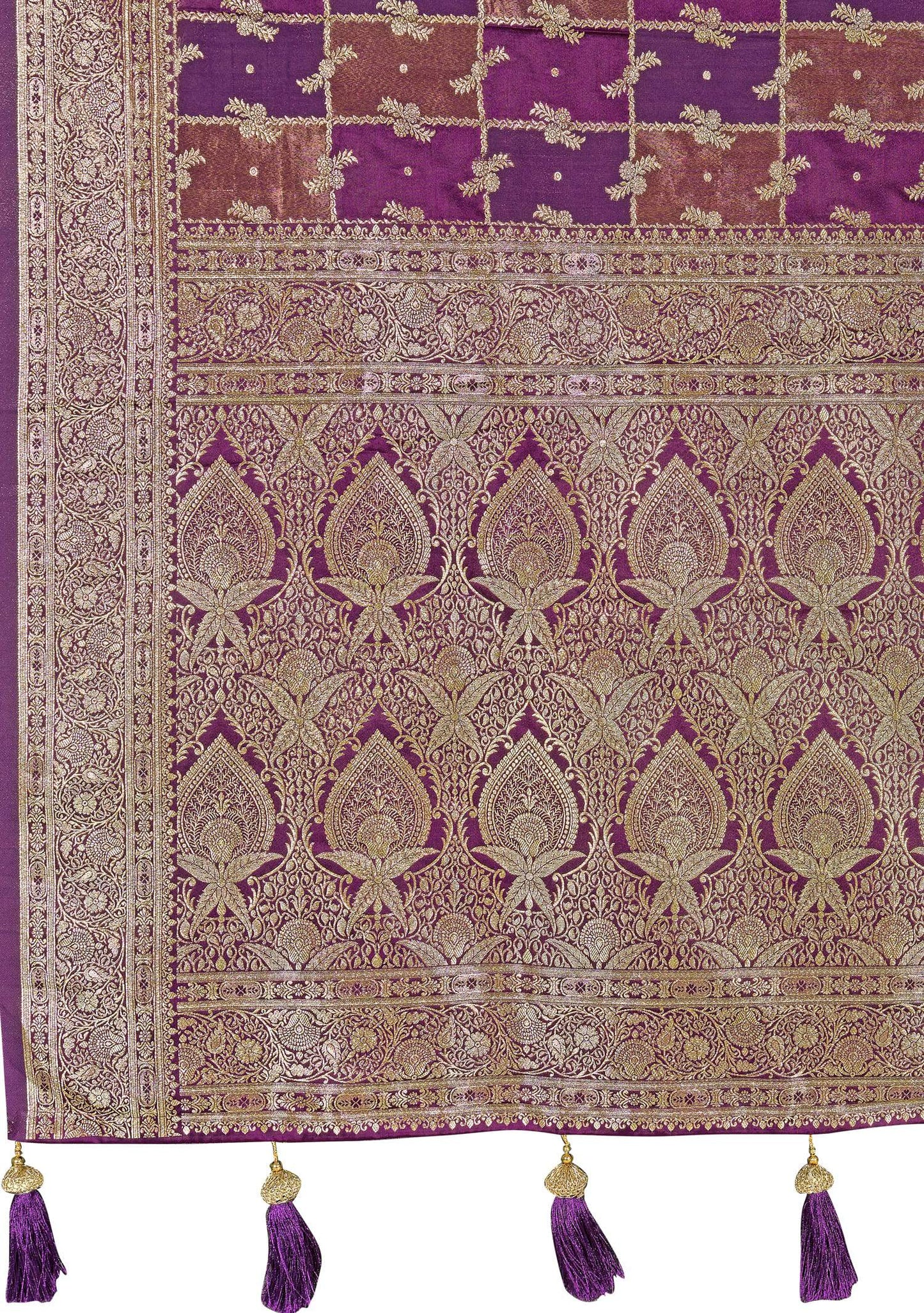 MANOHARI Banarasi Silk Blend Jacquard Work Saree - Purple