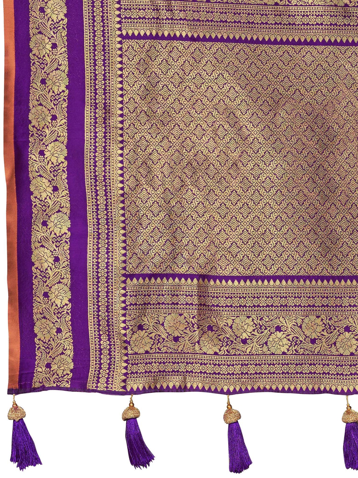 MANOHARI Banarasi Silk Blend Jacquard Work Saree - Brown