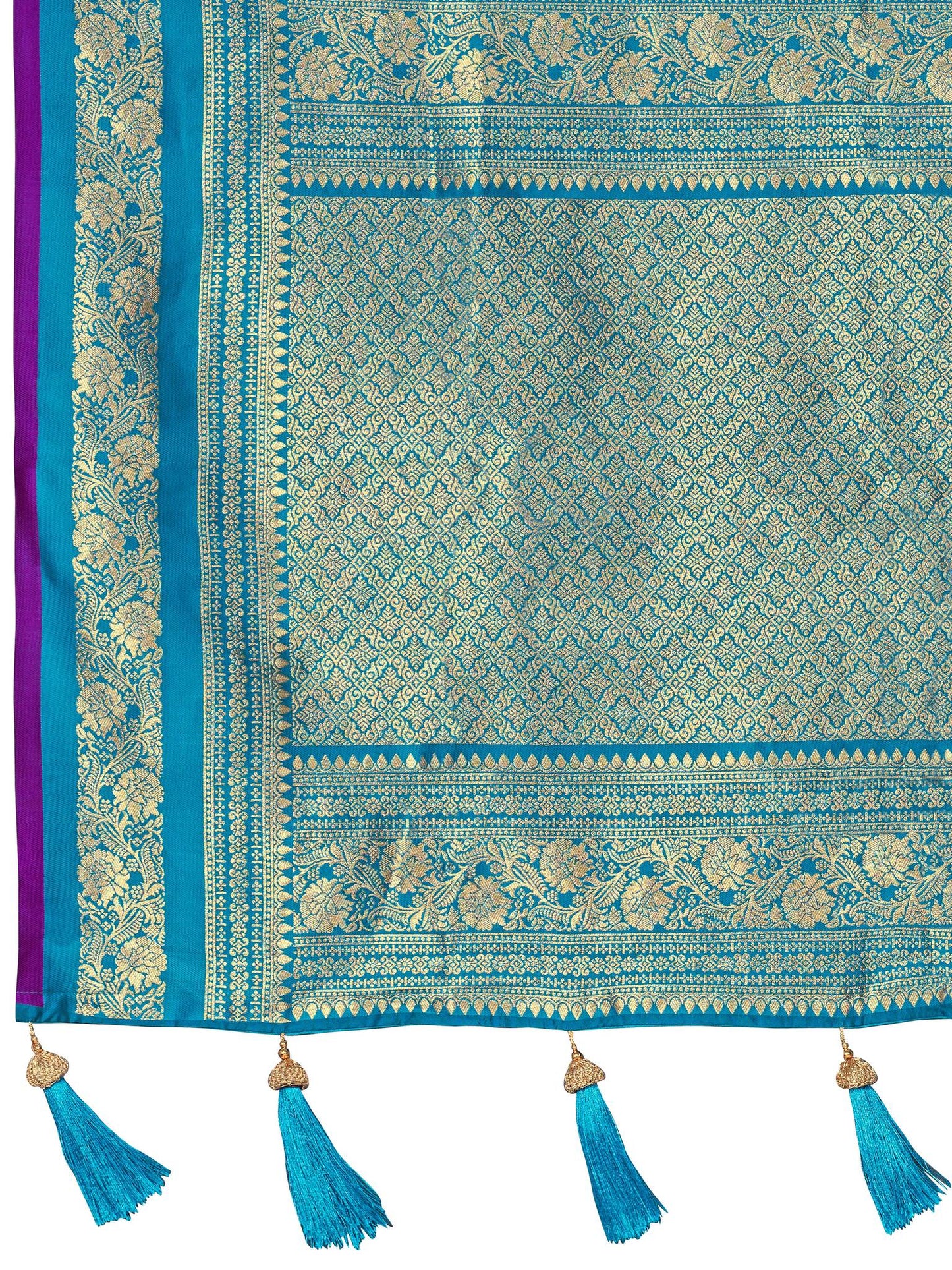 MANOHARI Banarasi Silk Blend Jacquard Work Saree - Purple