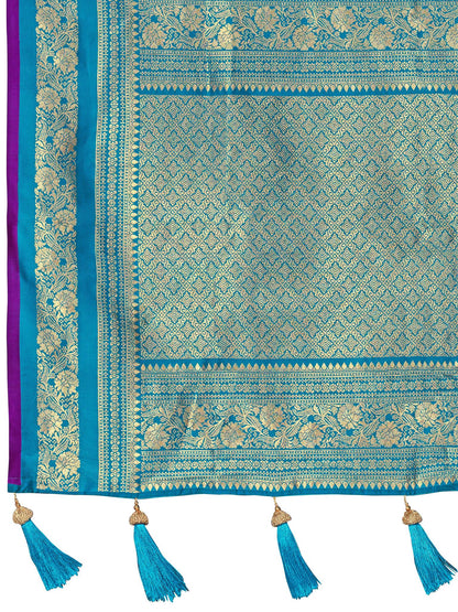 MANOHARI Banarasi Silk Blend Jacquard Work Saree - Purple