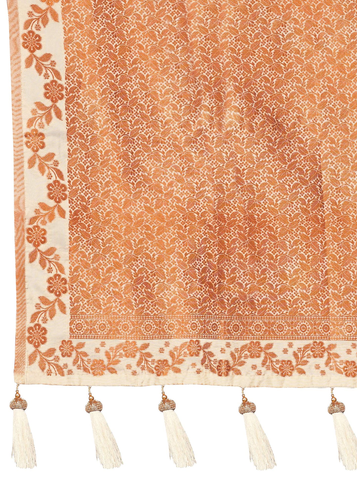 MANOHARI Banarasi Silk Blend Jacquard Work Saree - Beige