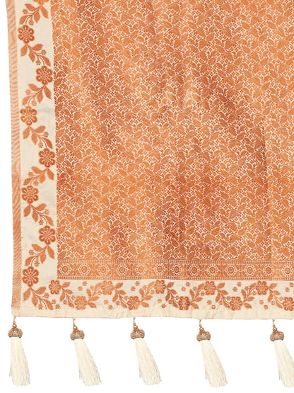 MANOHARI Banarasi Silk Blend Jacquard Work Saree - Beige