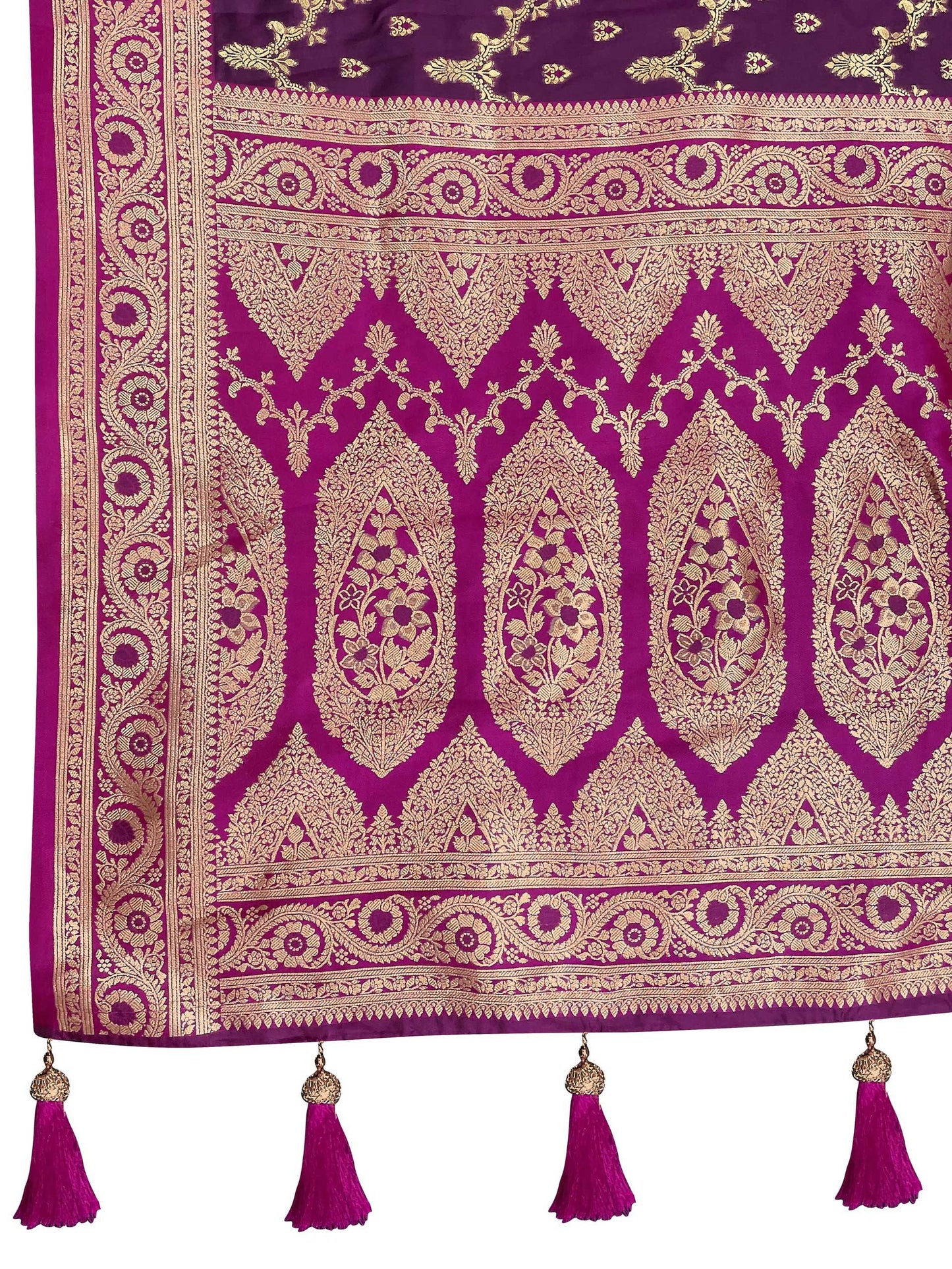 MANOHARI Banarasi Silk Blend Jacquard Work Saree - Purple