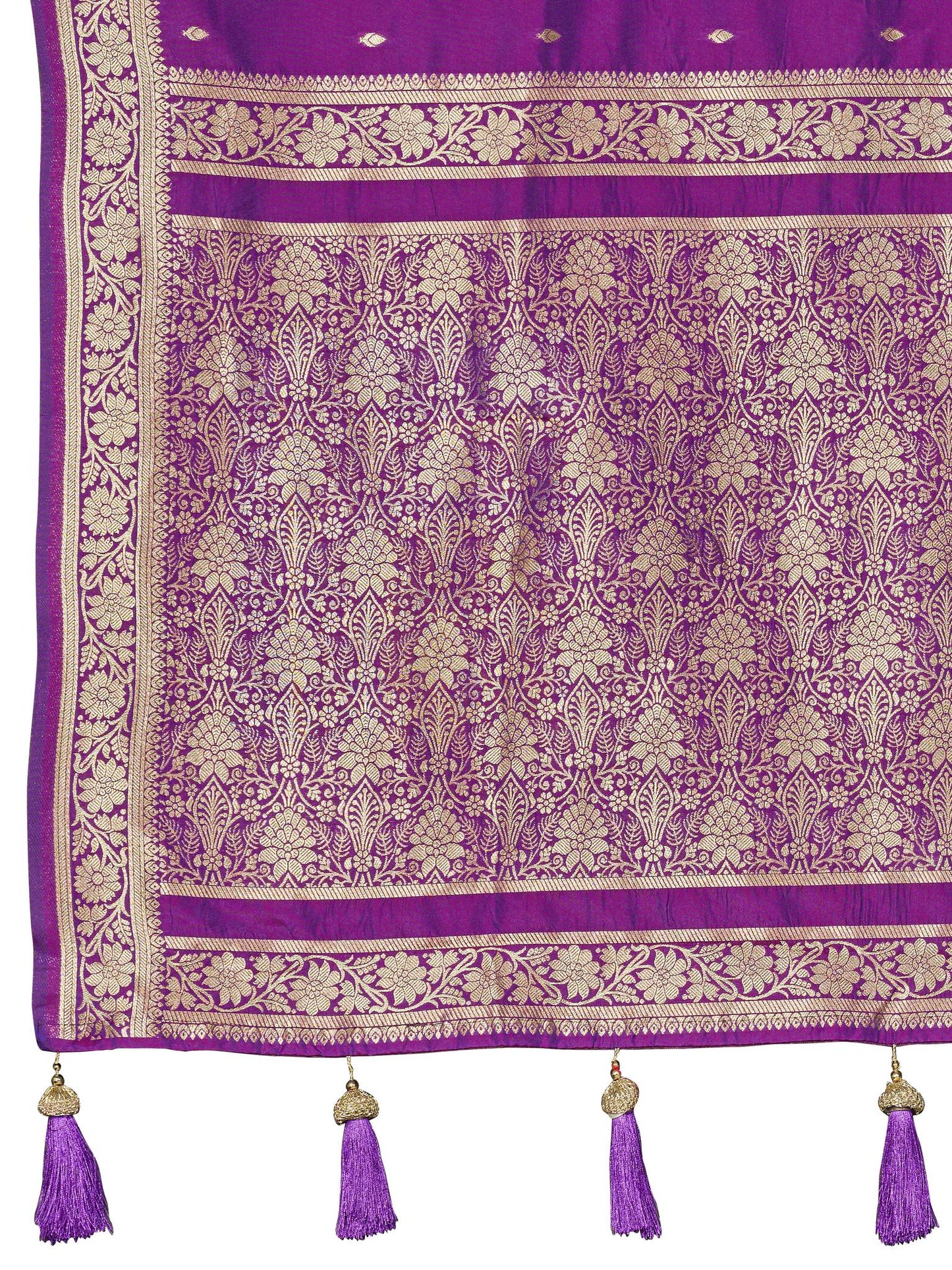MANOHARI Banarasi Silk Blend Jacquard Work Saree - Purple